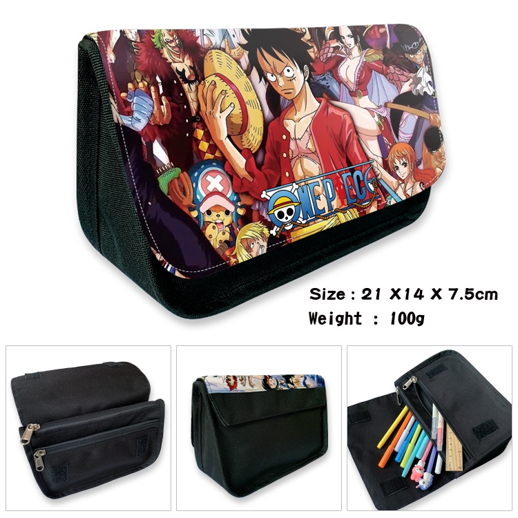 Hộp Đựng Bút Chì Vải Bạt Đen In Hình Luffy One Piece Cho Nam Nữ