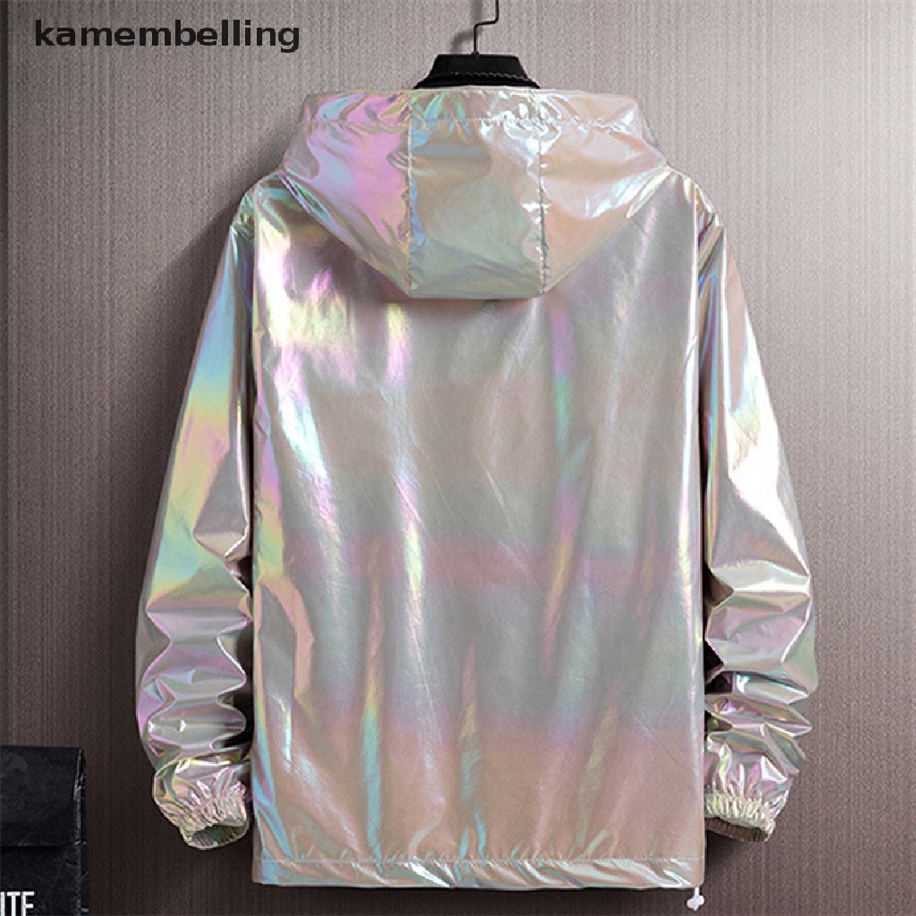 【kam】 2021 Men's Summer Ultra-Light Hood Jacket Thin Windbreaker Fashion Shiny Sunscreen Casual Zipper Coat .