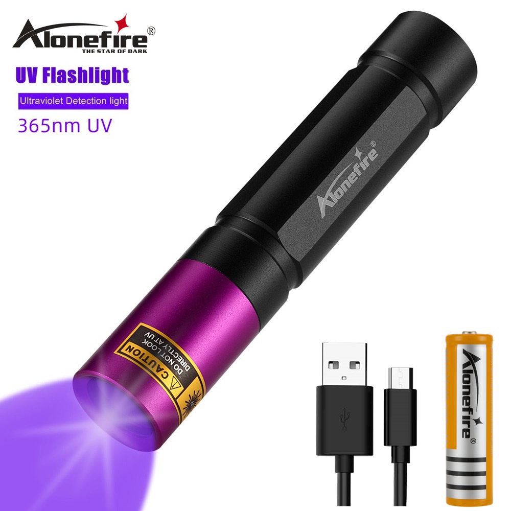 Đèn pin Alonefire SV011 UV 365nm cổng USB chuyên nghiệp