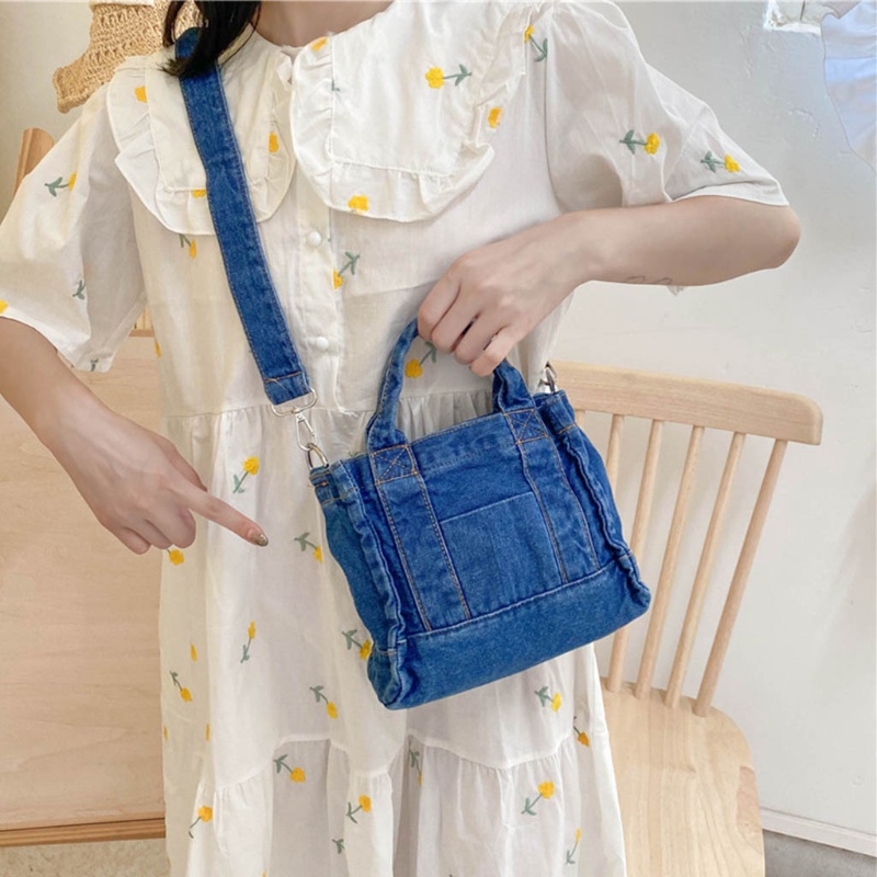Túi Đeo Chéo Denim Khóa Kéo Thời Trang Dành Cho Nữ