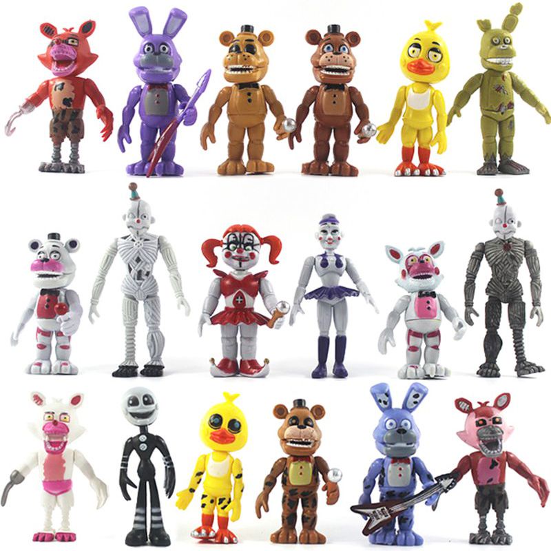 Bộ 6 Mô Hình Nhân Vật Trong five fnaf nights at Freddy 'S Actions