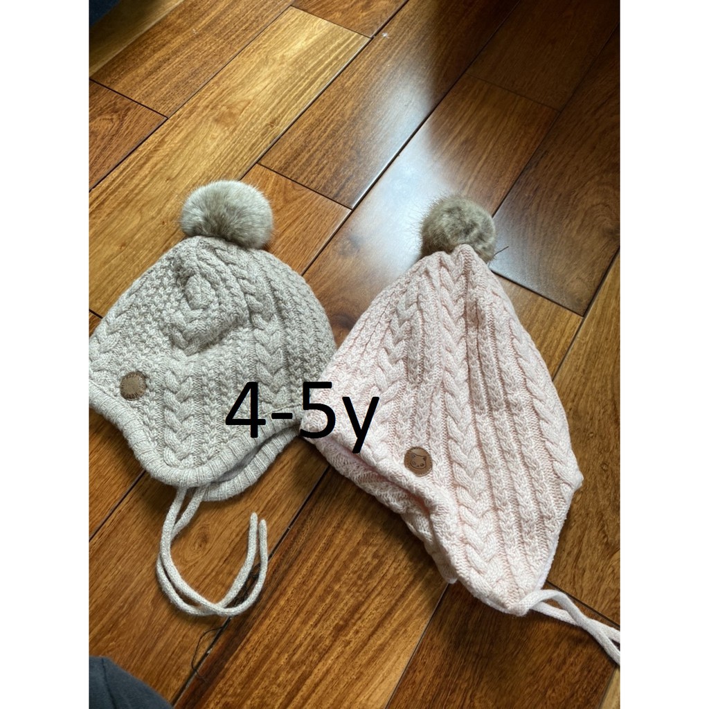 Mũ len HM đính quả bông bé trai - bé gái