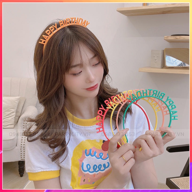 Bờm, Băng Đô Cài Tóc HAPPY BIRTHDAY Bằng Nhựa siêu đáng yêu cho bạn gái