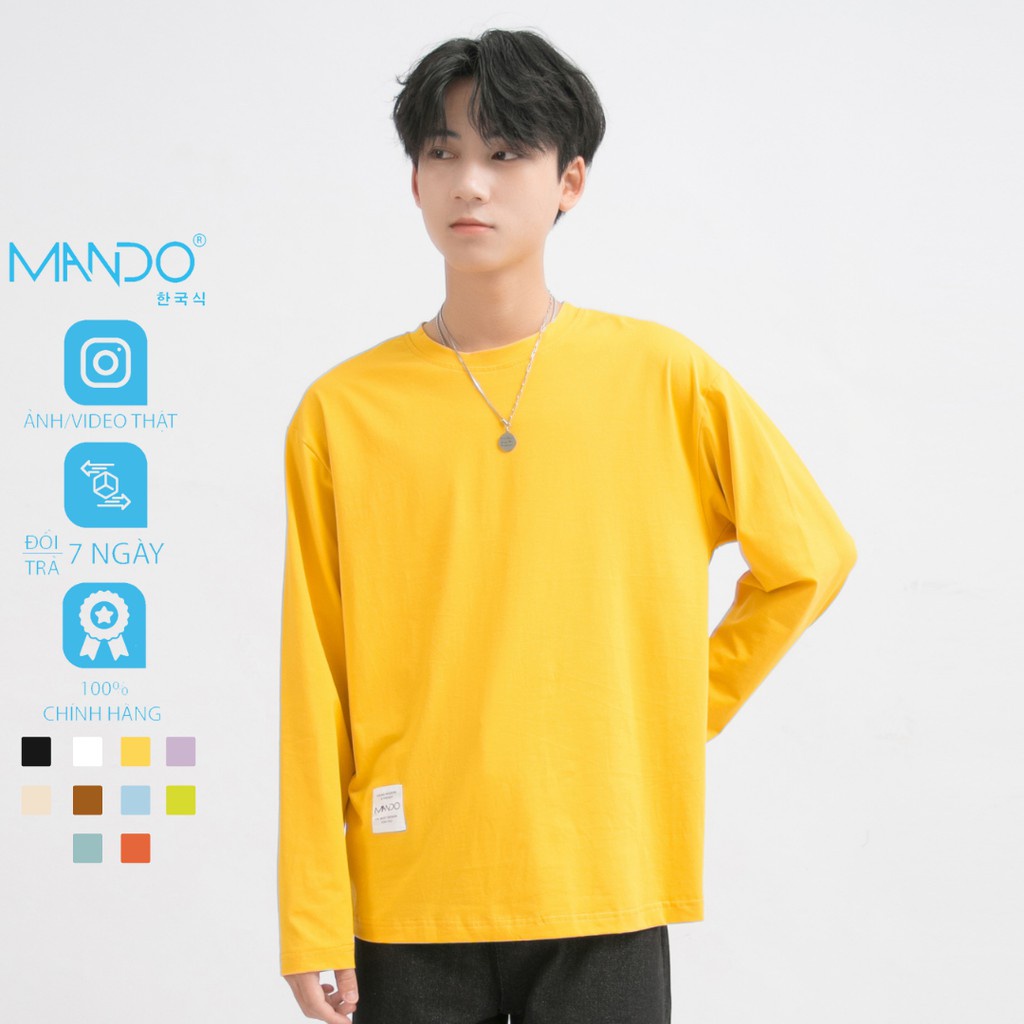 Áo Thun Thu Đông Nam Dài Tay MANDO, Áo Sweater Chất Cotton Hàn Form Suông Rộng Phong Cách Hàn Quốc - NDN071 - Hàng mới v