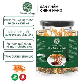 Đông trùng hạ thảo hữu cơ Bách An Khang ký chủng nhộng sấy thăng hoa cao cấp 50 nhộng nuôi cấy Đà Lạt tốt cho sức khỏe