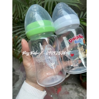 (Tặng thêm 1 núm) Bình sữa cổ rộng 200ml/300ml Dolphin