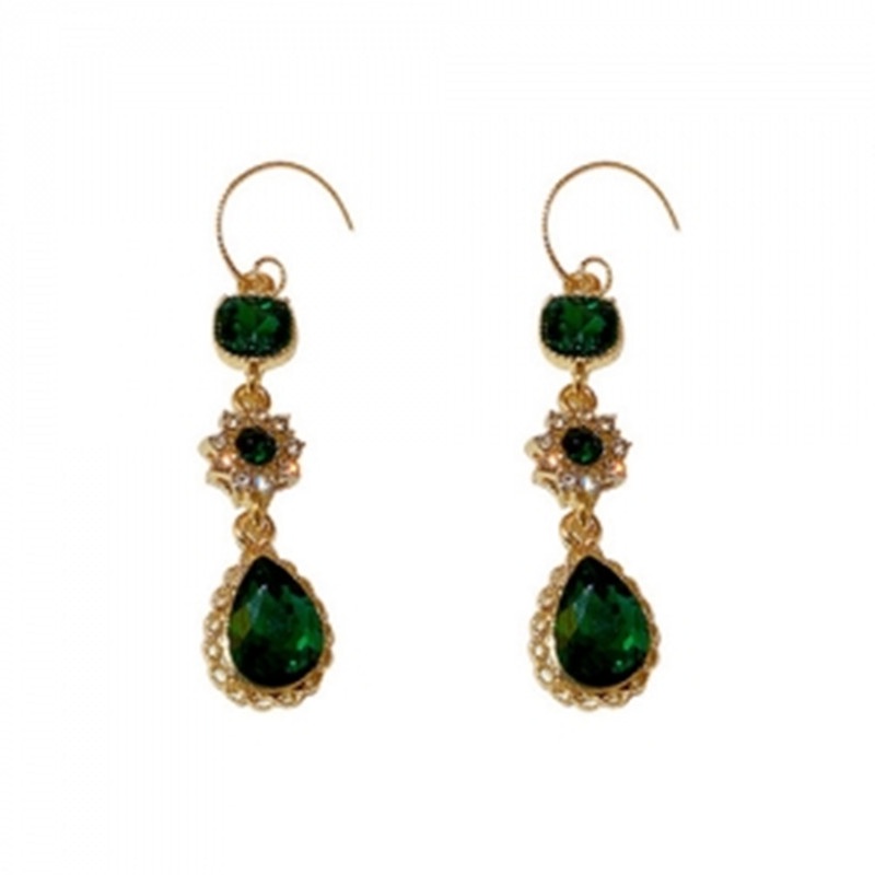 Khuyên Tai Dáng Dài Đính Đá Zircon Hình Giọt Nước Sang Trọng Cổ Điển Cho Nữ
