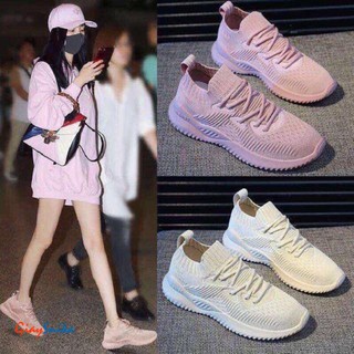 ⚡Giá rẻ⚡  Giày sneaker nữ cổ chun cao cấp,Vải dệt thoáng khí,Đế cao su cao 4cm bền đẹp_3 màu hồng, trắng, đen mã SP03