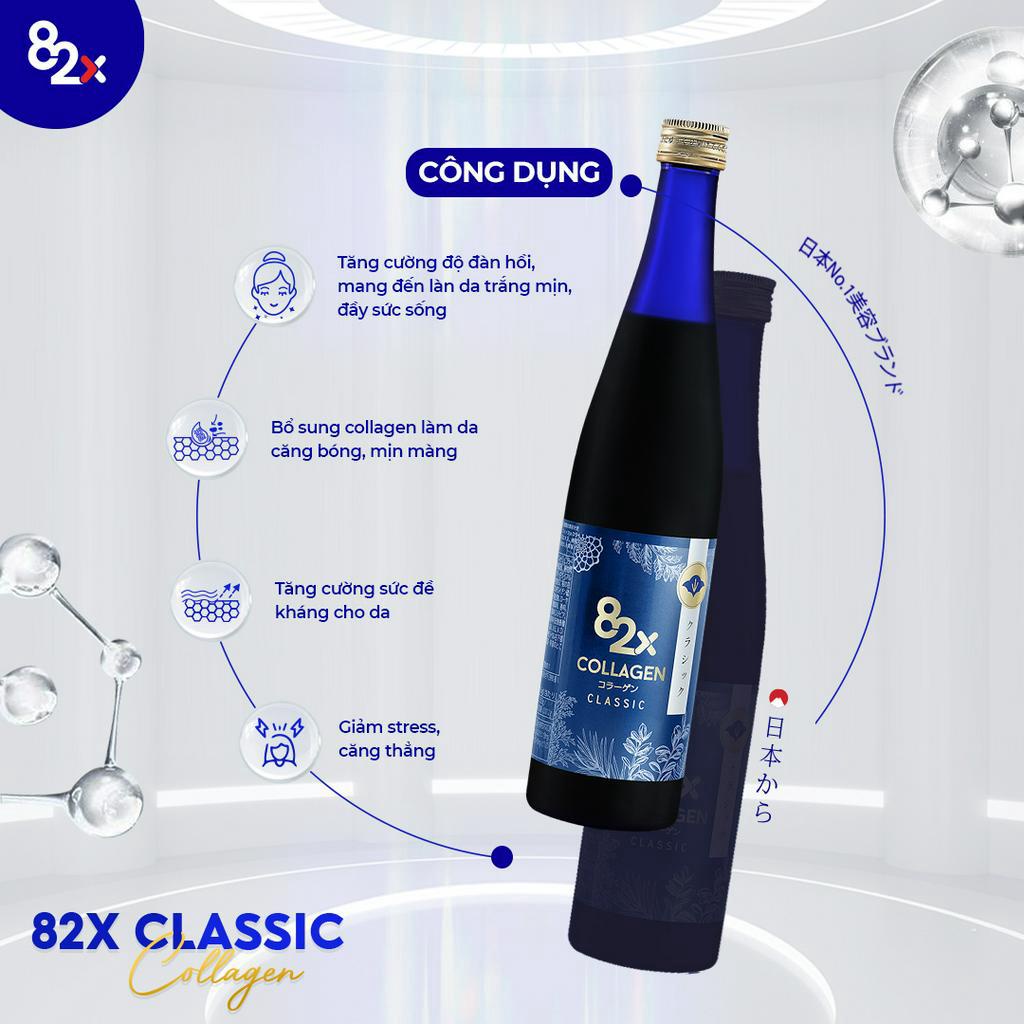 82X Collagen Classic Liệu Trình 3 Chai Da Cắng Bóng Sáng Mịn Dạng Nước 120.000mg Collagen Peptide Từ Da Cá Ngừ Đại Dương