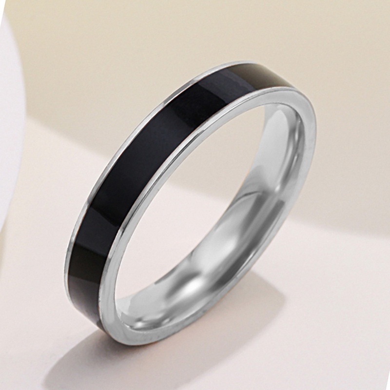 Nhẫn thép không gỉ tráng men đơn giản cổ điển 4mm cho nữ mã 5040