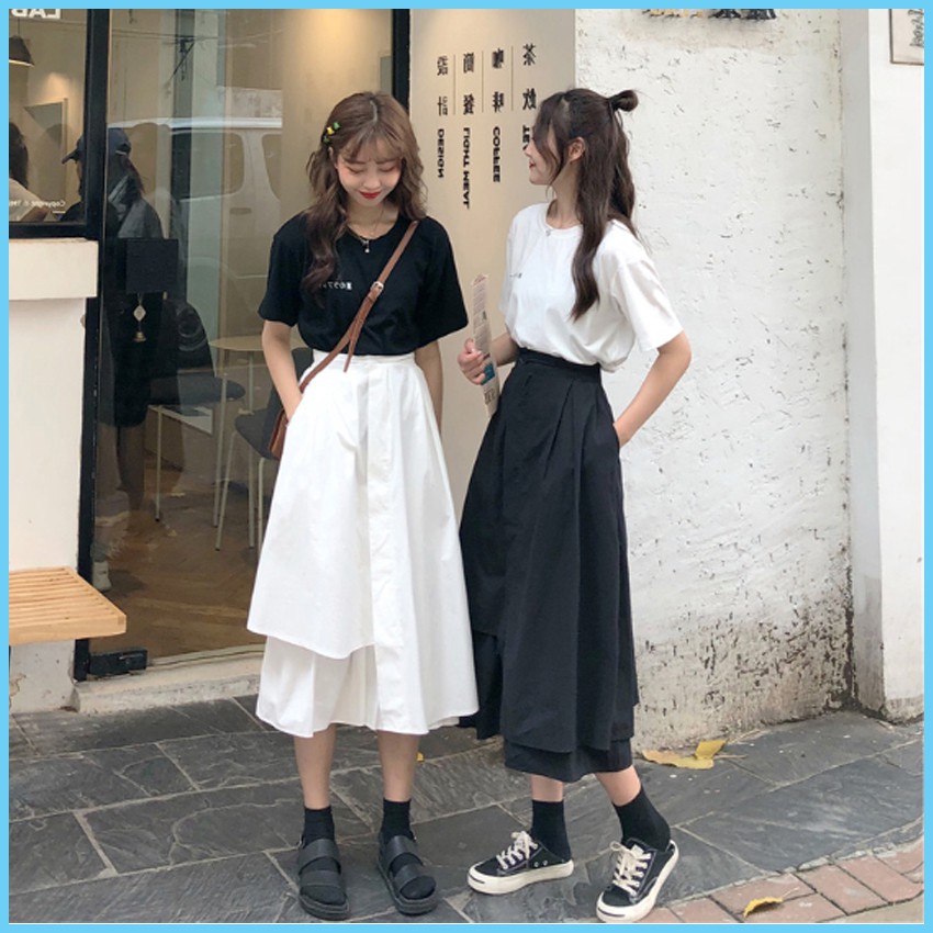 Chân váy ulzzang ❤️ Chân váy vạt lệch phong cách Hàn Quốc 3 màu đen/trắng/phối đen trắng kiểu dáng hot girl - NhimShop | BigBuy360 - bigbuy360.vn