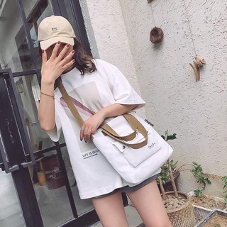 Yyh túi vải canvas cfr đeo chéo đeo vai có khóa chứa vừa a4 at73 4