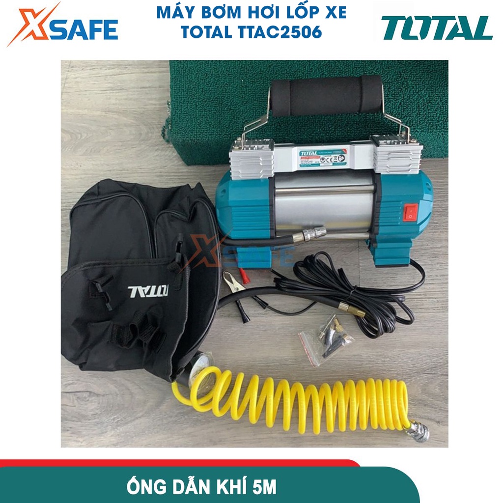 Máy bơm hơi lốp xe ô tô TOTAL TTAC2506 Bơm hơi di động mini áp suất tối đa 110 psi lưu lượng khí [CHÍNH HÃNG]