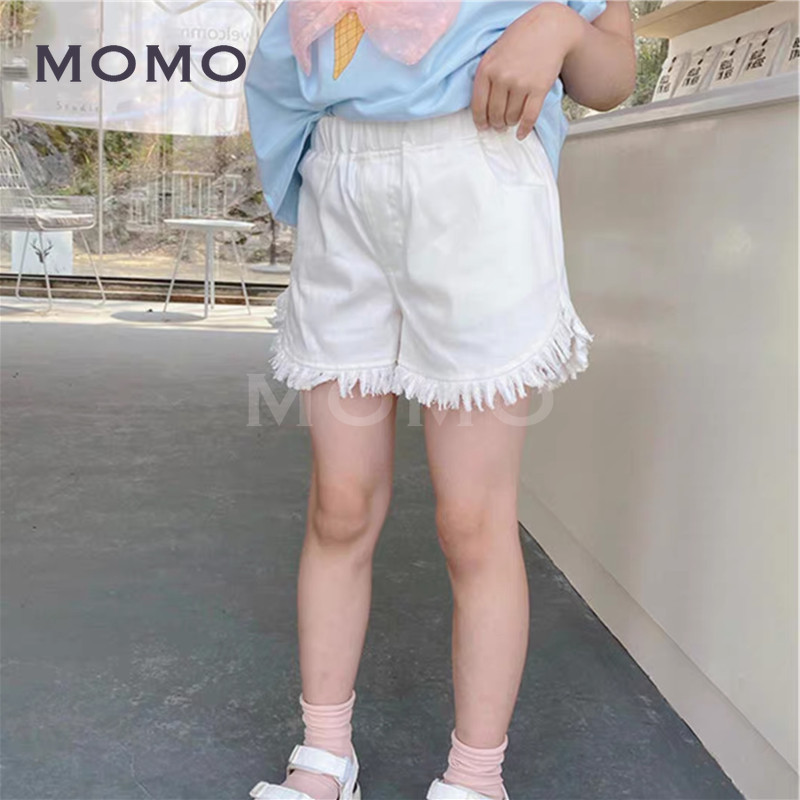 Quần Short Denim Màu Trơn Thời Trang Cho Bé Gái 3-12 Tuổi