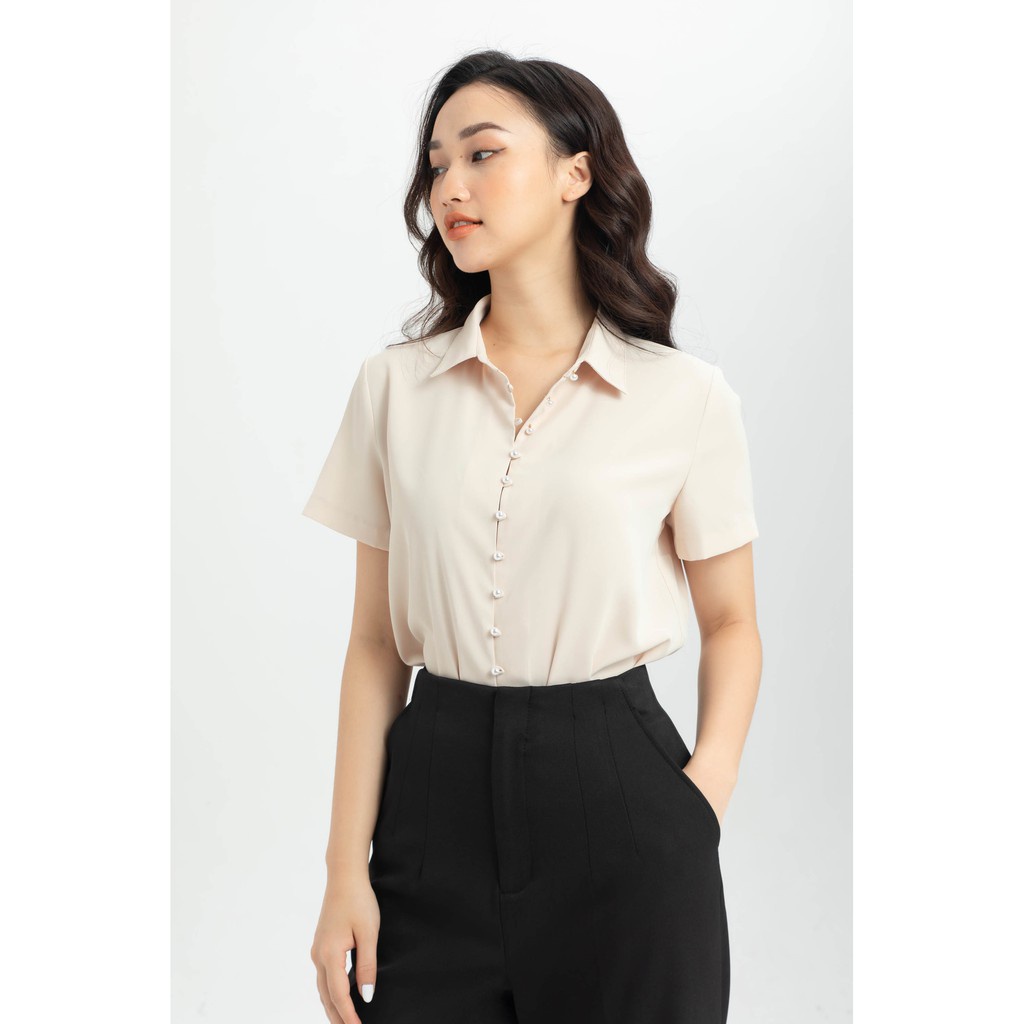 Áo sơ mi khuy ngọc nữ IVY moda MS 16M6363