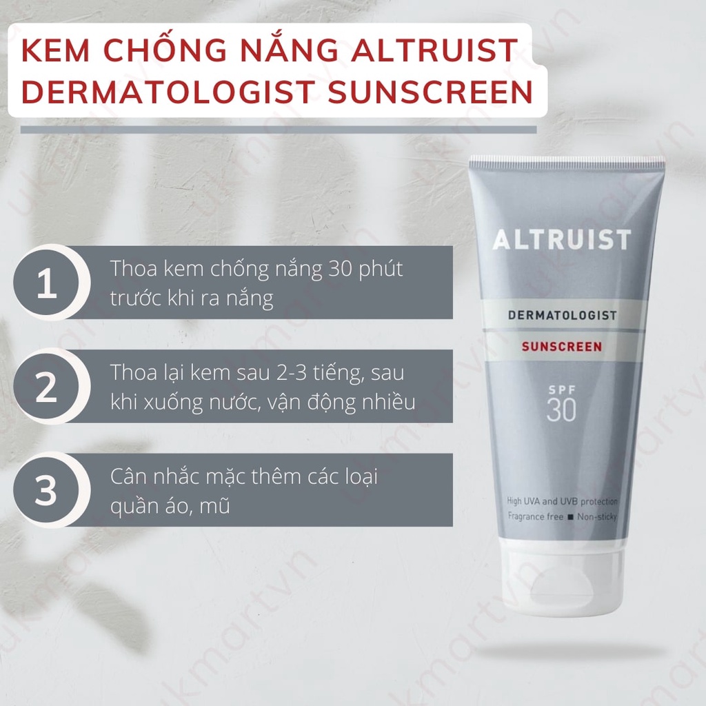 Kem Chống Nắng Quang Phổ Rộng Bảo Vệ Da Altruist Dermatologist Sunscreen SPF30 200ml