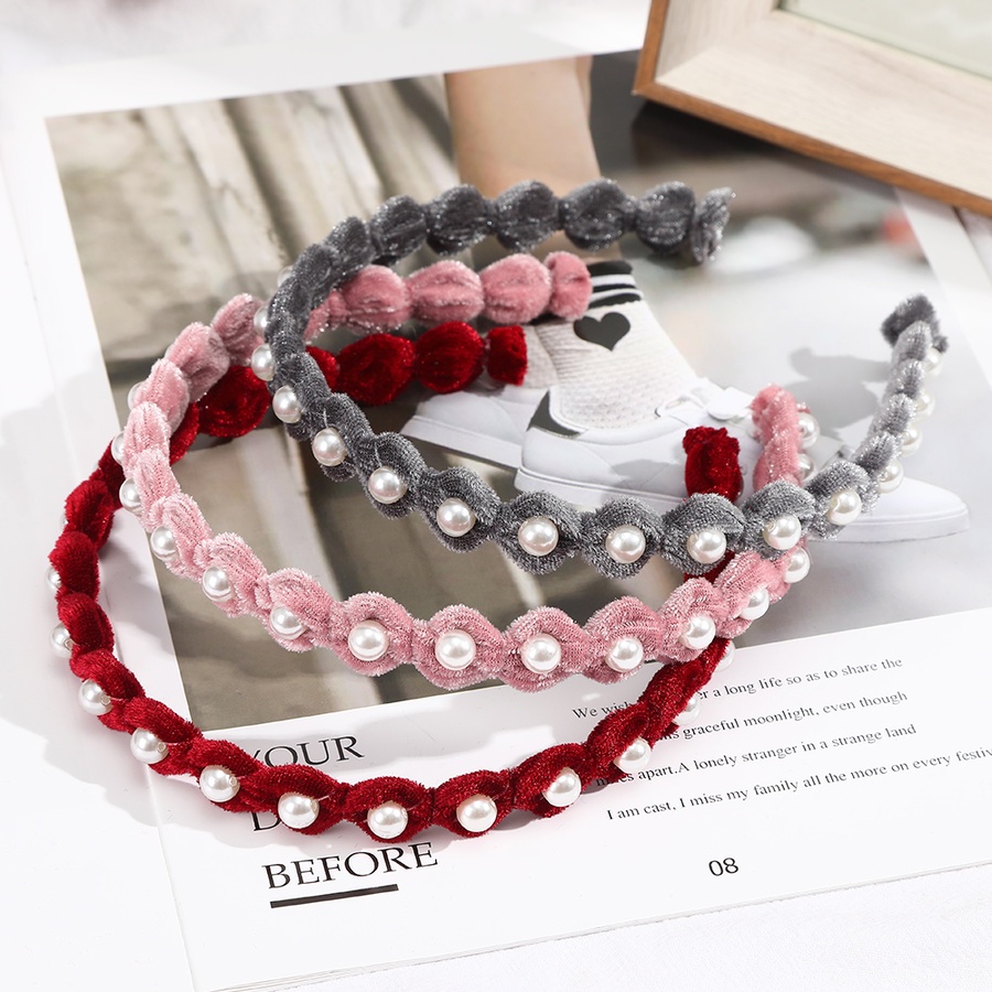 Băng đô nhung ngọc trai thời trang thu đông phong cách Hàn Quốc cho nữ