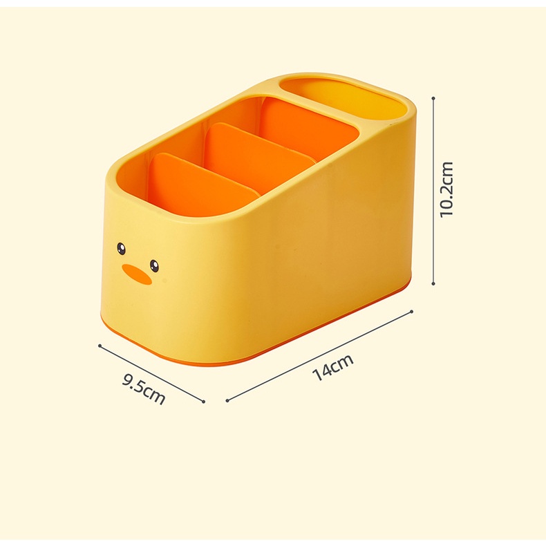 Kệ đựng bút 4 ngăn hình bạn vịt cute ống cắm bút giá đỡ điện thoại kệ mini để bàn làm việc đồ văn phòng phẩm hộp bút DKV