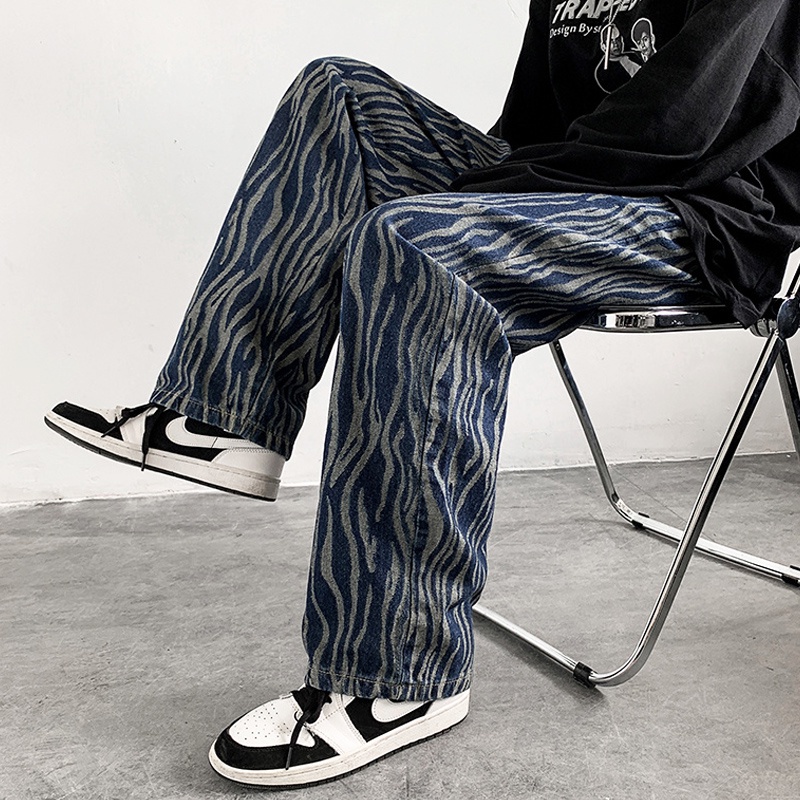 Quần baggy ống rộng họa tiết ngựa vằn phong cách hip hop thời trang cho nam