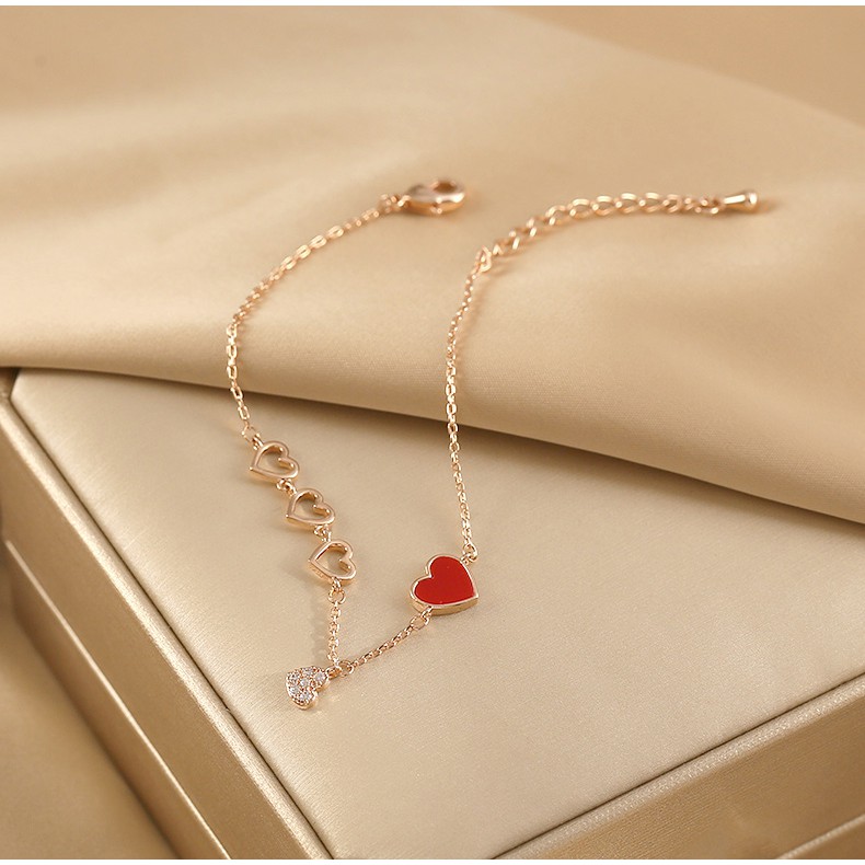 [Mã FAMAYFA giảm 10K đơn 50K] Vòng Đeo Tay Hợp Kim Hình Trái Tim Đỏ Phong Cách Hàn Quốc - Vòng Tay Đính Đá TT01 | BigBuy360 - bigbuy360.vn