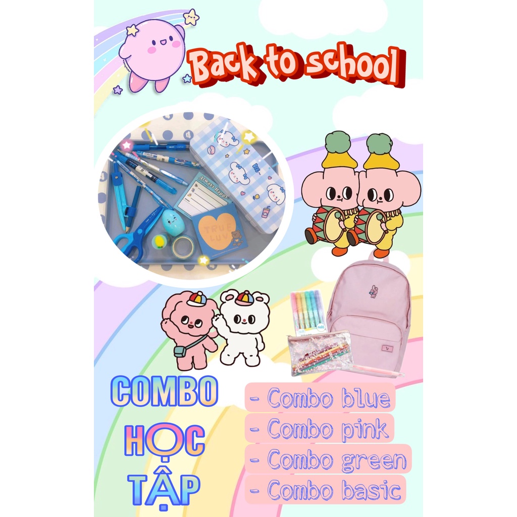 Combo đồ dùng học tập dễ thương đón năm học mới