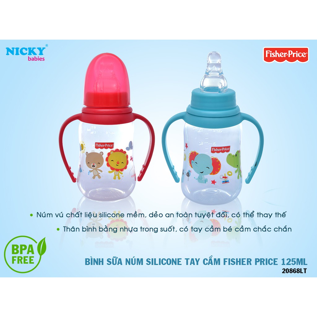 Bình Sữa 125ml Cho Bé Có Tay Cầm Núm Silicon Hàng Thái Lan Minakids 20868LT
