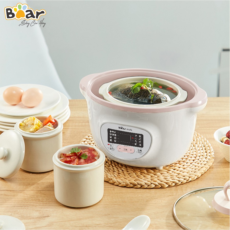 Nồi Nấu Cháo Chậm, Nồi Ninh Hầm Đa Năng, Nấu Cách Thủy Cho Bé BEAR 1,6L - Bản Quốc Tế BH Chính Hãng 18 Tháng