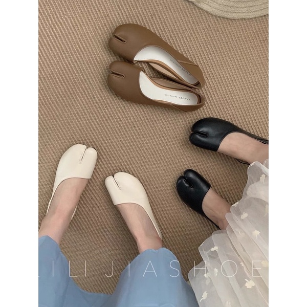 Phong cách Hàn Quốc móng lừa và móng bò mùa xuân và mùa hè microfiber da mềm giày tách ngón nữ.[ảnh thật ở cuối]