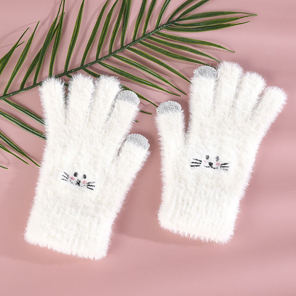 Găng tay giữ ấm họa tiết mèo dễ thương có thể dùng màn hình cảm ứng thời trang mùa đông