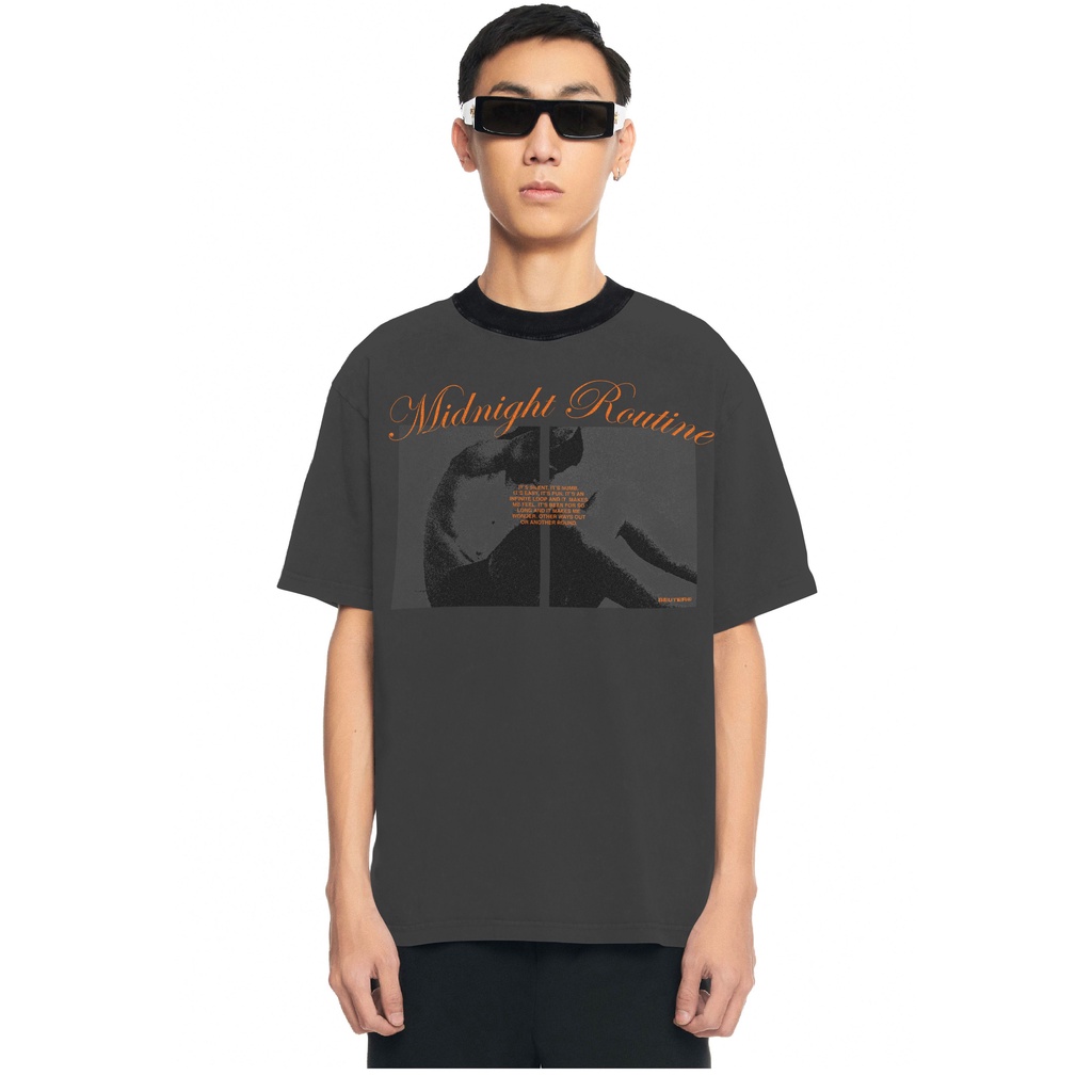 Áo thun nam ngắn tay Beuter Midnight Routine Grey T-Shirt màu xám