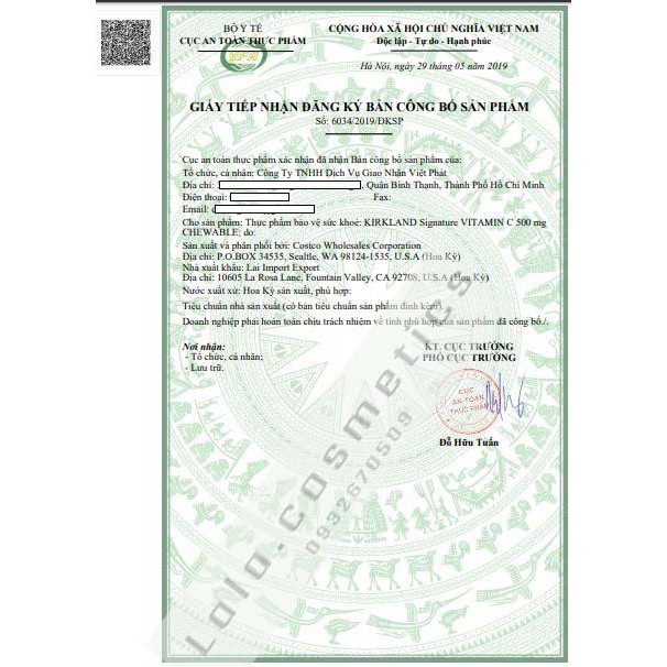 Viên Ngậm KIRKLAND Signature VITAMIN C 500 mg CHEWABLE hộp 500 viên