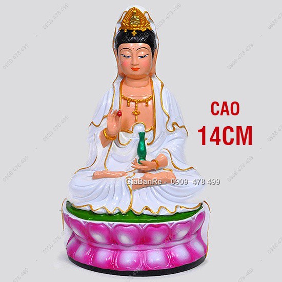 MS: 6846.1 - TƯỢNG QUAN ÂM NGỒI THIỀN - 14CM - VẼ MỸ THUẬT