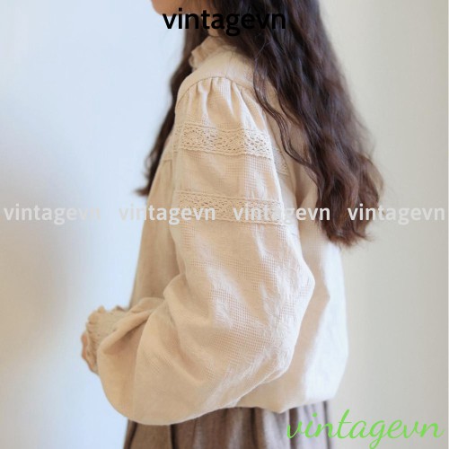 {vintagevn} áo babydoll bo tay tiểu thư ,, Áo sơ mi nữ phối màu viền bèo xinh FREESHIP 50K A,016 | BigBuy360 - bigbuy360.vn