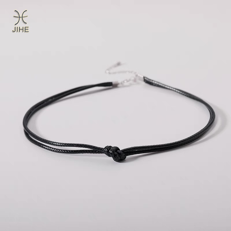 【JIHE】Choker Vòng cổ dây xích màu đen thắt nút phong cách Nhật Hàn thời trang