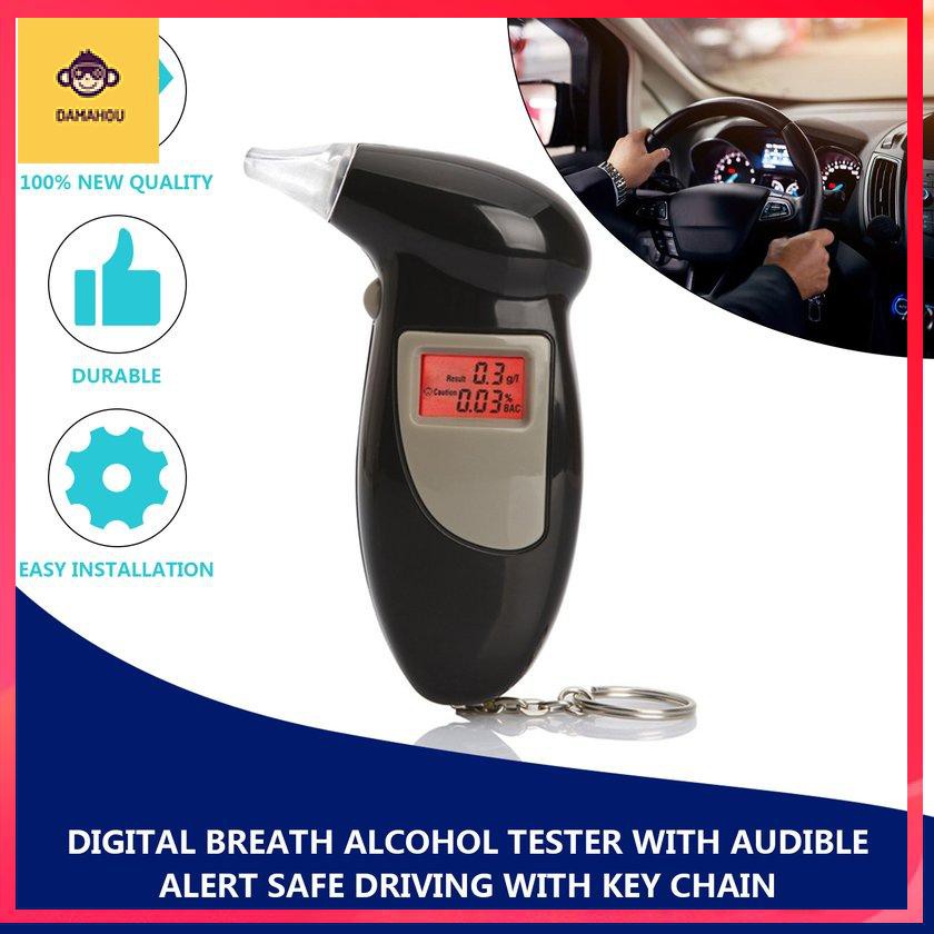 Máy kiểm tra nồng độ cồn trong hơi thở kỹ thuật số với âm thanh cảnh báo Lái xe an toàn với móc chìa khóa