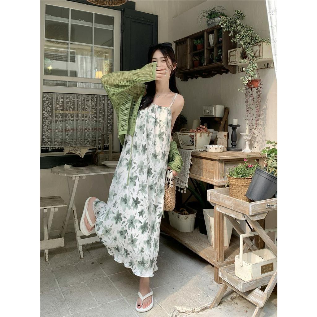 61809 Retro In Đầm Dây Dài / Áo Nịt Dài Tay
