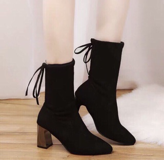 Bốt lửng gót bạc buộc dây sau hot hit