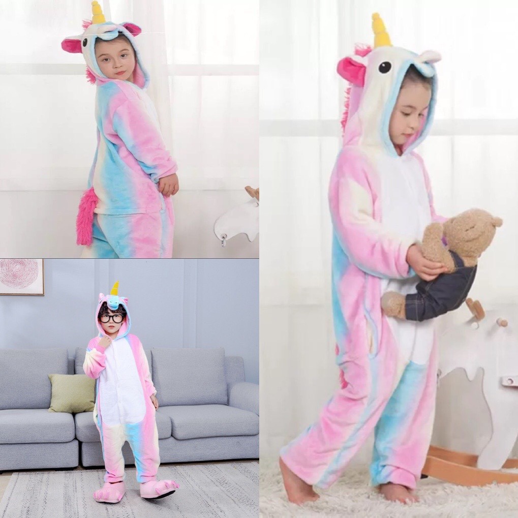 (TH21) Bộ Đồ Thú Unicorn Hologram Trẻ Em, Bộ Đồ Thú Kỳ Lân Cho Bé