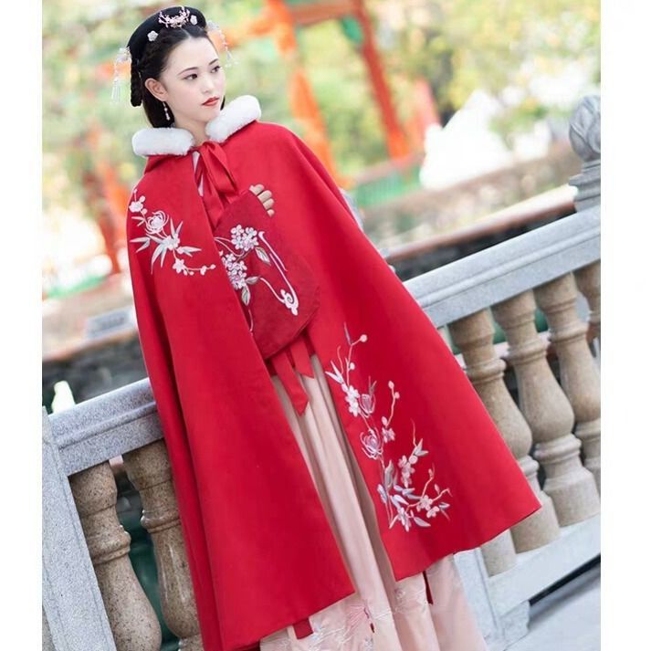Áo Choàng Hán Phục Bằng Vải Len Thêu Phong Cách Cổ Điển Thu Đông Dành Cho Nữ | BigBuy360 - bigbuy360.vn