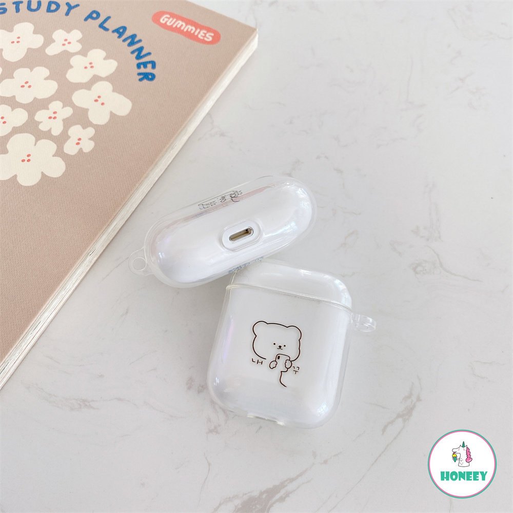 Vỏ Đựng Hộp Sạc Tai Nghe In Hình Gấu Xinh Xắn Bảo Vệ Cho Airpods 1/2