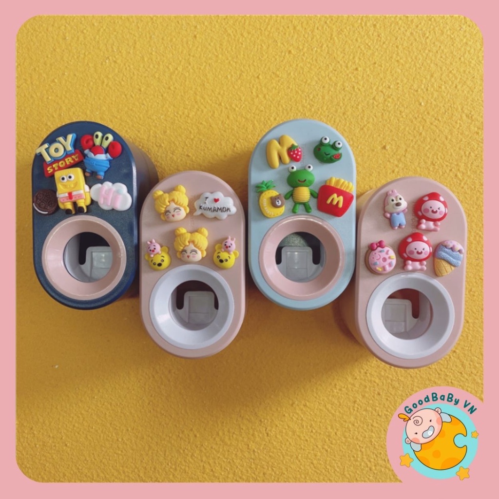Dụng cụ bóp kem đánh răng tự động kèm cốc đánh răng cho bé hoạt hình dễ thường Goodbabyvn