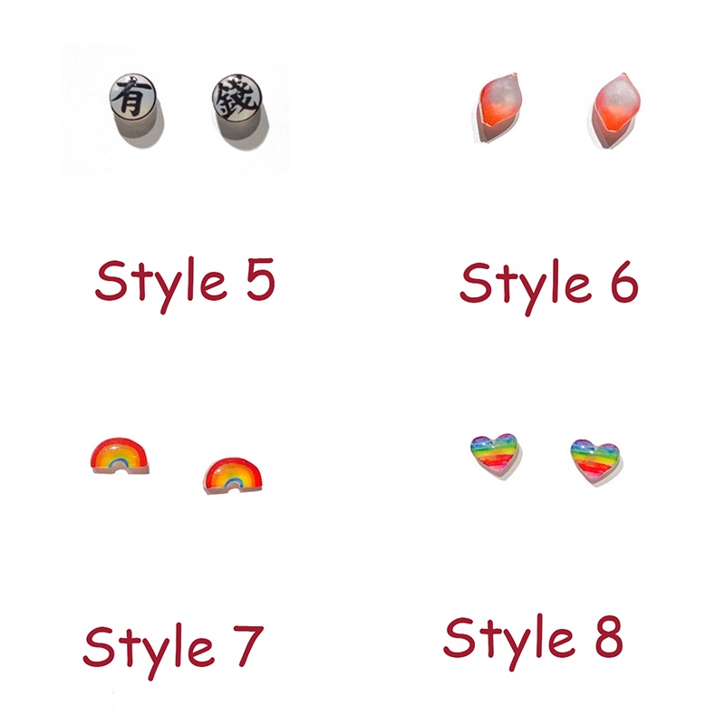 Bông Tai Cute Fruit Stud Earrings Korea Female Rainbow Heart Flower Acrylic Earrings Women's Party Jewelry New Fashion