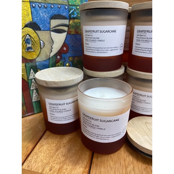 Nến thơm đổ tay Mochichi - Grapefruit & Sugarcane  sáp cọ an toàn - Hand poured candle made in Vietnam