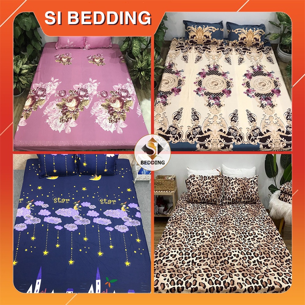 Bộ ga gối 1m2 - 1m4 ga trải giường + 2 vỏ gối nằm, drap giường cotton poly Si Bedding