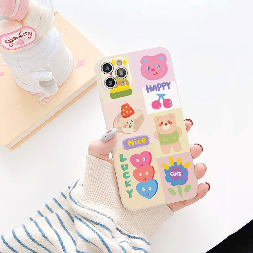 Ốp lưng iphone Gấu hồng cạnh vuông in hình viền 5/5s/6/6plus/6s/6splus/7/7plus/8/8plus/x/xs/11/12/pro/max/plus/promax | BigBuy360 - bigbuy360.vn