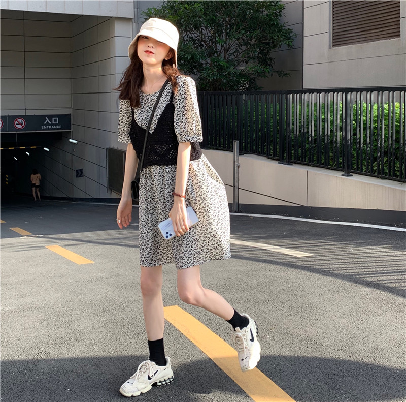 đầm ulzzang Nữ Ngắn Tay Họa Tiết Hoa Thời Trang | BigBuy360 - bigbuy360.vn