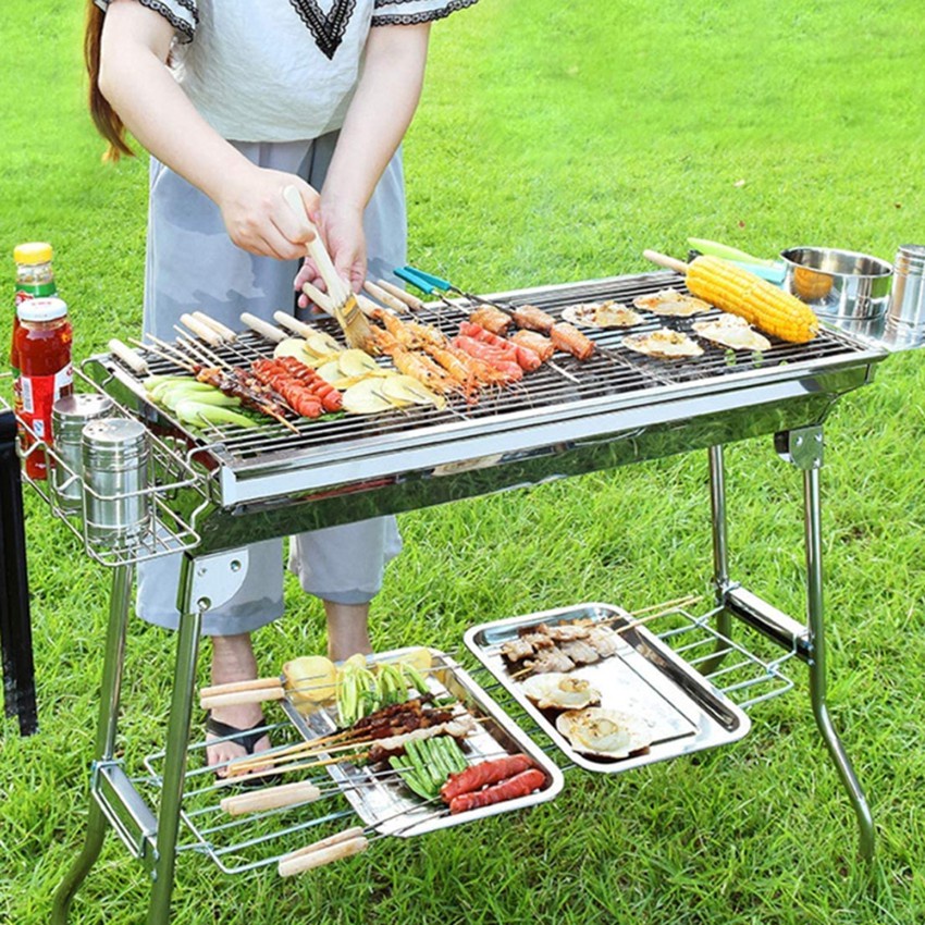 Bếp nướng than hoa, BBQ không khói chất liệu inox cao cấp tặng kèm vỉ nướng