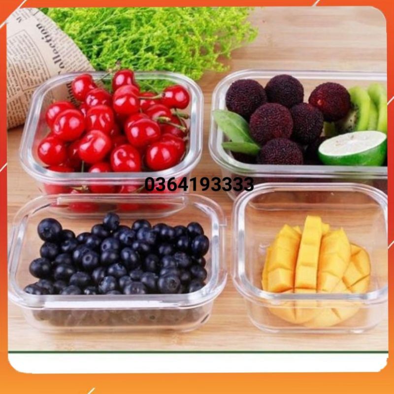 FREESHIP50K Hộp đựng cơm thủy tinh vuông ( có ảnh thật ) | BigBuy360 - bigbuy360.vn