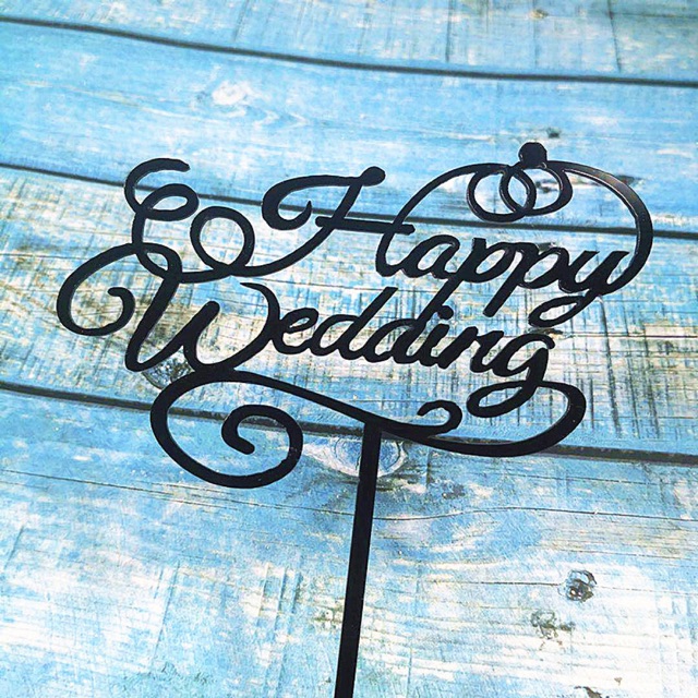 Happy wedding trang trí bánh kem