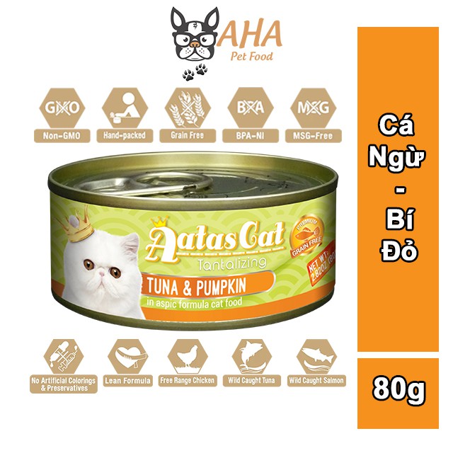 Pate Cho Mèo Con Aatas Cat 80g Nguyên Chất Từ Cá Ngừ Mix Với 12 Vị Thơm Ngon Không Chất Bảo Quản, Ngũ Cốc, Phẩm Màu